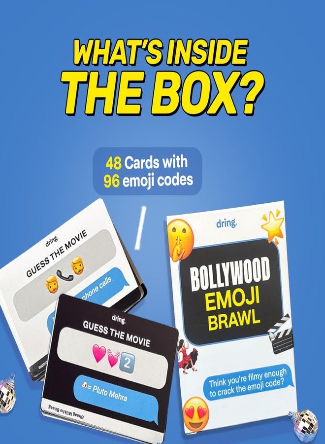 Dring Bollywood Emoji Brawl - Trivia and Guessing Bollywood Game | Perfect for Families & Friends | Fun House Party Game | Adults, Teens, 3-10 Players | Card Game, 14+ Ages, filmy - Image 4